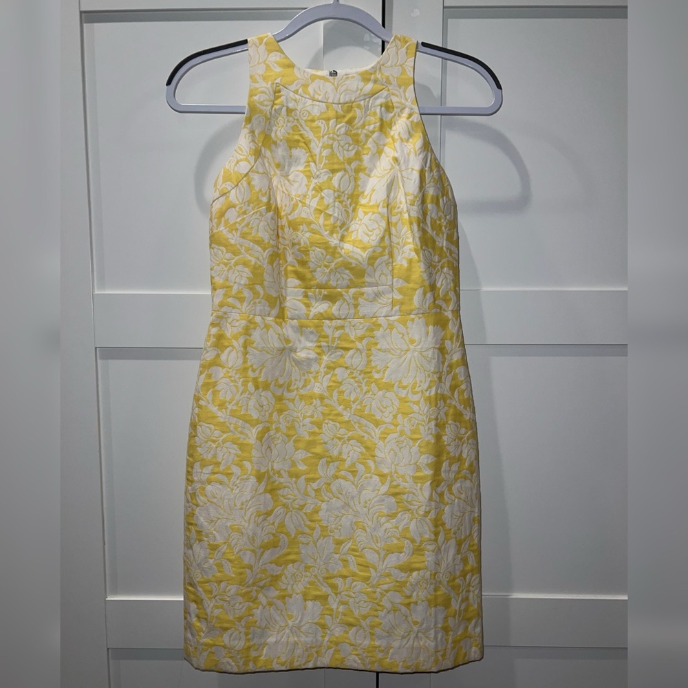 Ann Taylor Yellow Floral Jacquard Sheath Dress